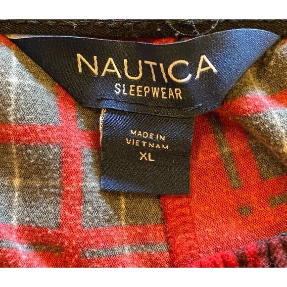 NAUTICA Men's Pajama Pants Sleepwear Soft Flannel XL-Black/Red Plaid EUC - Picture 7 of 9